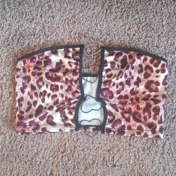 Leopard Open Chest Crop Top - Picture 1 of 4